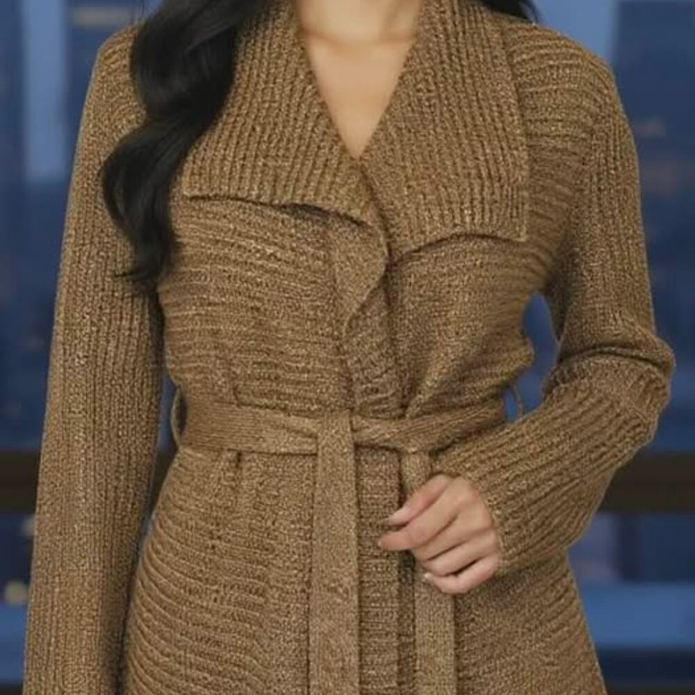 Lauren Ralph Lauren Gold Metallic Wrap Sweater. SZ Med. Dressy. Holiday Party.‎